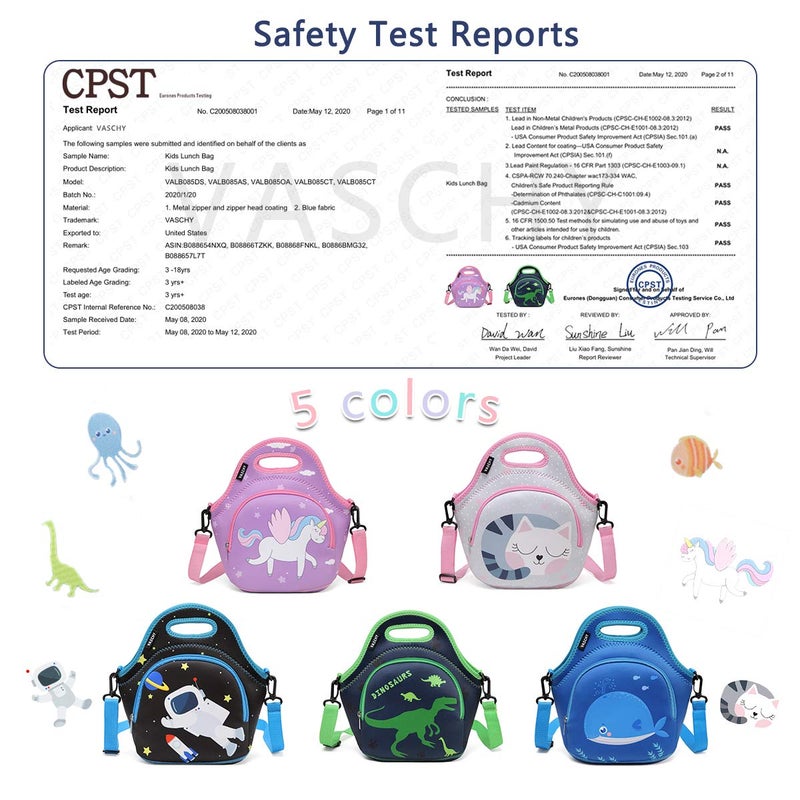 VASCHY Lunch Bag for Boys, Insulated Neoprene Lightweight Lunch Box Bag for Children School Daycare Kindergarten Astronaut - Image 2